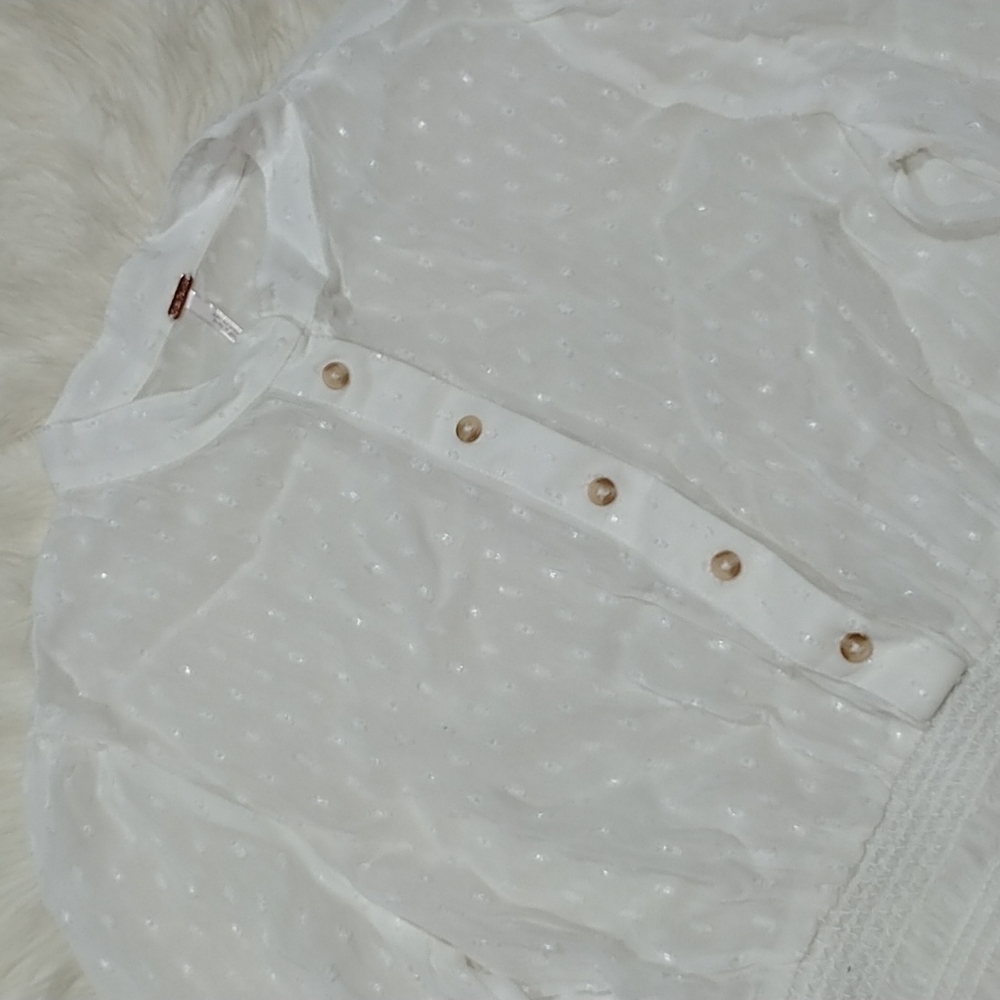 Free People white sheer long sleeve blouse top XS - Picture 5 of 11